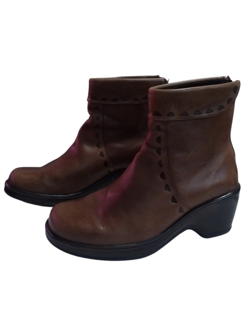 Dansko Brown Leather Ankle Boots Women's 7 Comfort Zip Boho
